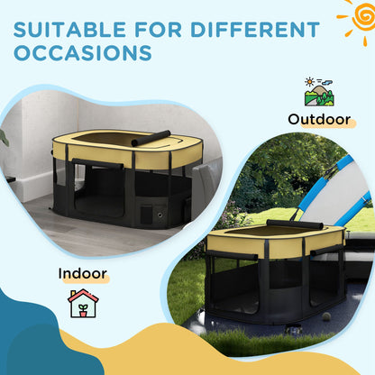 Portable Dog Pen for Puppies, Rabbits, Kittens, Guinea Pigs - Yellow