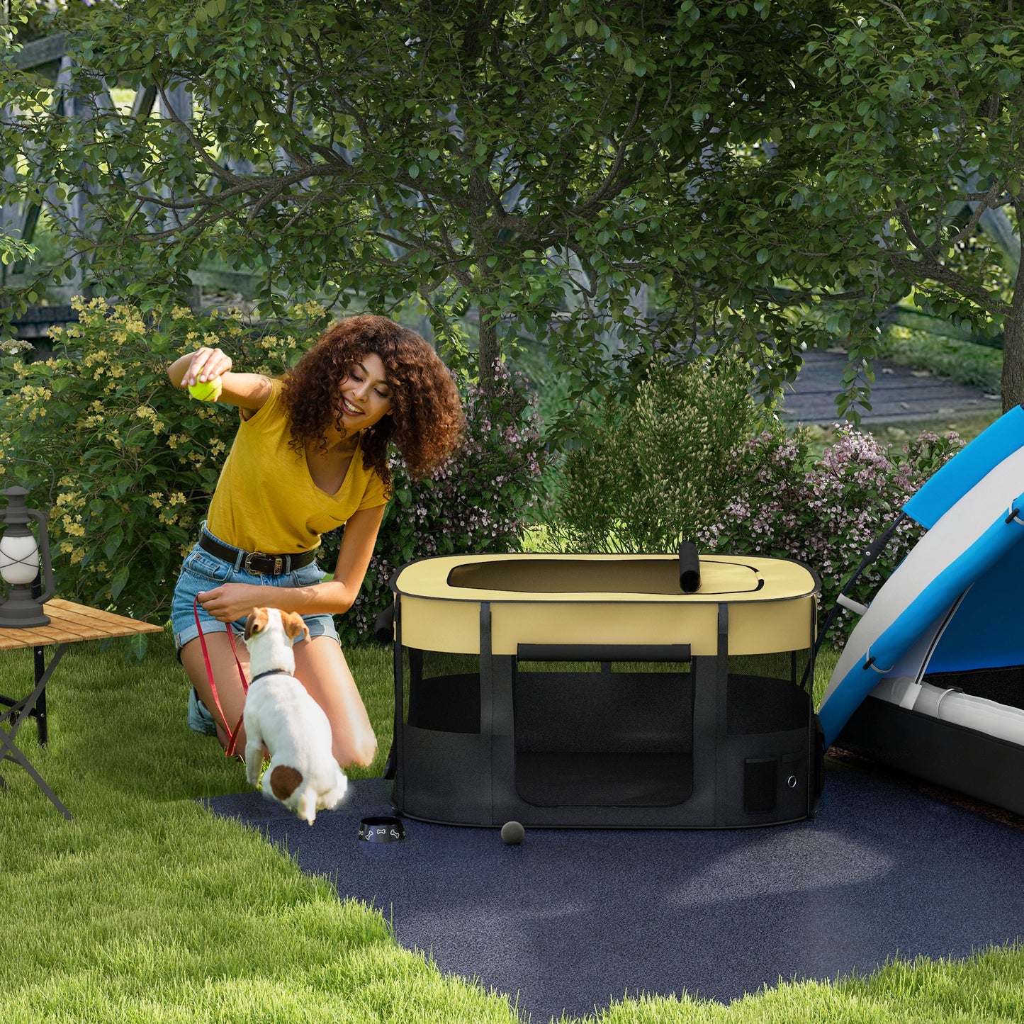 Portable Dog Pen for Puppies, Rabbits, Kittens, Guinea Pigs - Yellow