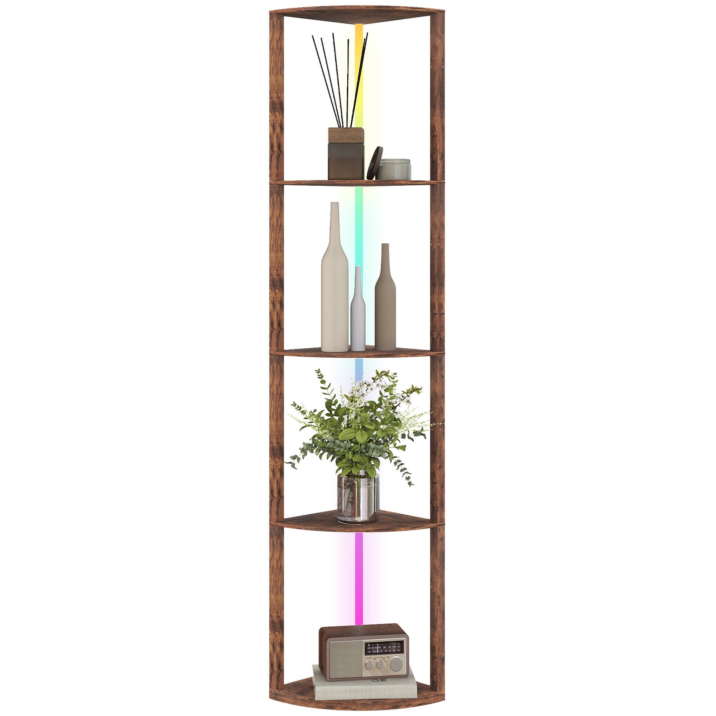 RGB LED Floor Lamp with Shelves and Remote Control for Living Room