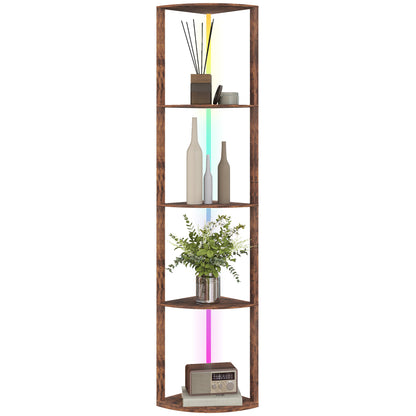 RGB LED Floor Lamp with Shelves and Remote Control for Living Room