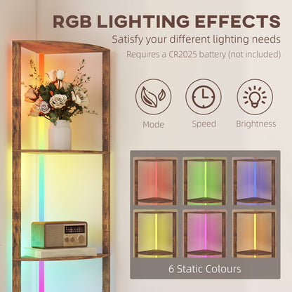 RGB LED Floor Lamp with Shelves and Remote Control for Living Room