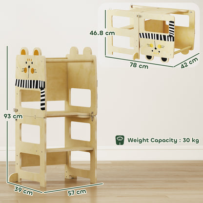 Toddler Step Stool with Chalkboard for Kitchen Counter, Natural