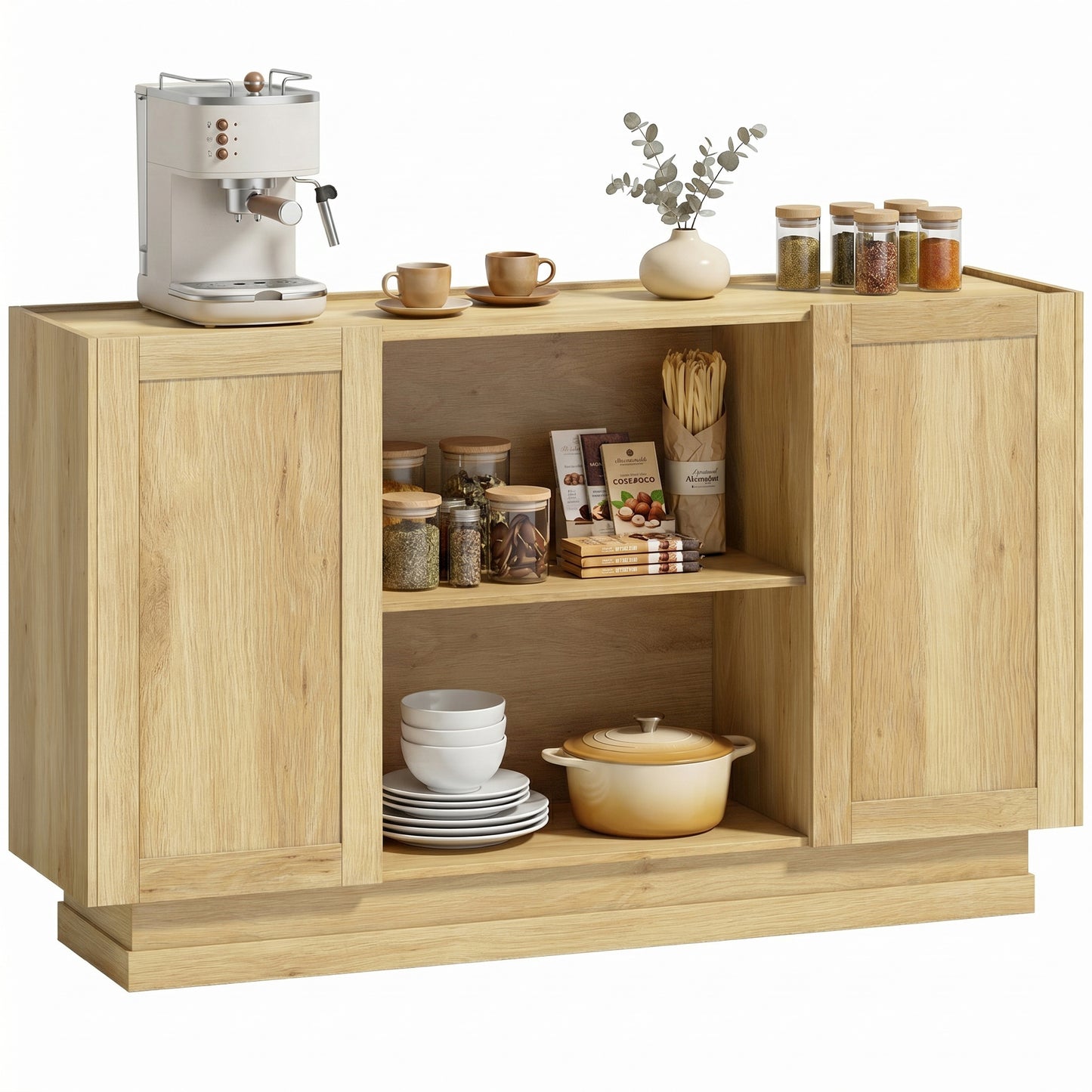 Sideboard Buffet Cabinet, Modern Farmhouse Storage Cabinet, Natural