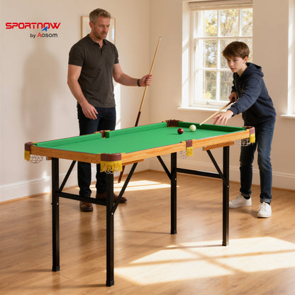 4FT Folding Pool Table, Mini Pool Game Billiards Table Set with 2 Cues, 16 Balls, Chalk, Triangle, Brush for Kids and Adults, Green