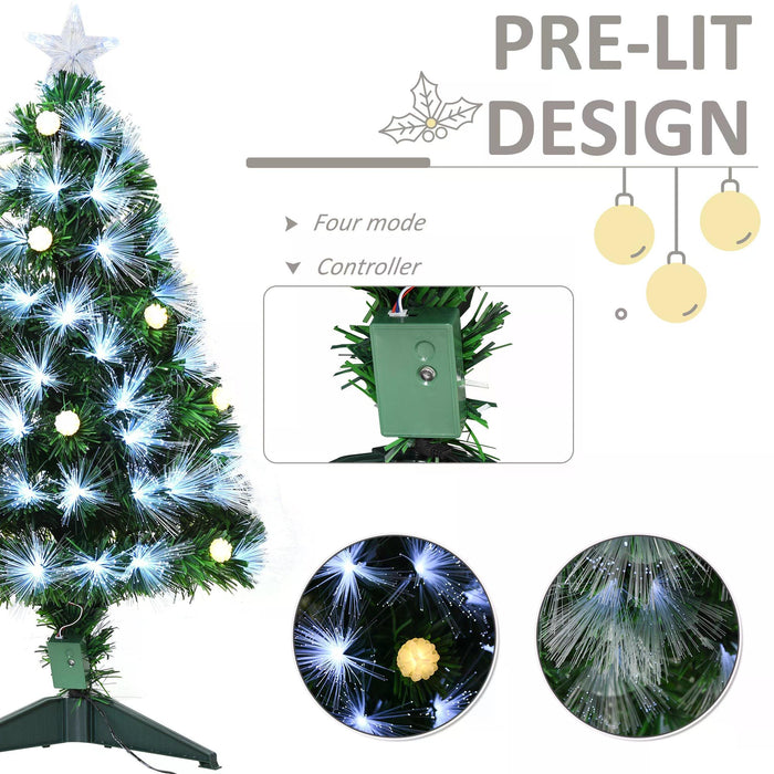 3ft White Pre Lit Christmas Tree w/ 90 LEDs Star Topper Tri-Base Full Bodied Seasonal Decoration Pre-Lit Home