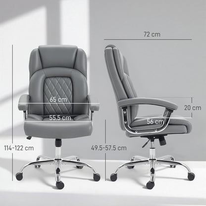 Office Chair 180kg, High Back Desk Chair with Spring Cushion, Grey