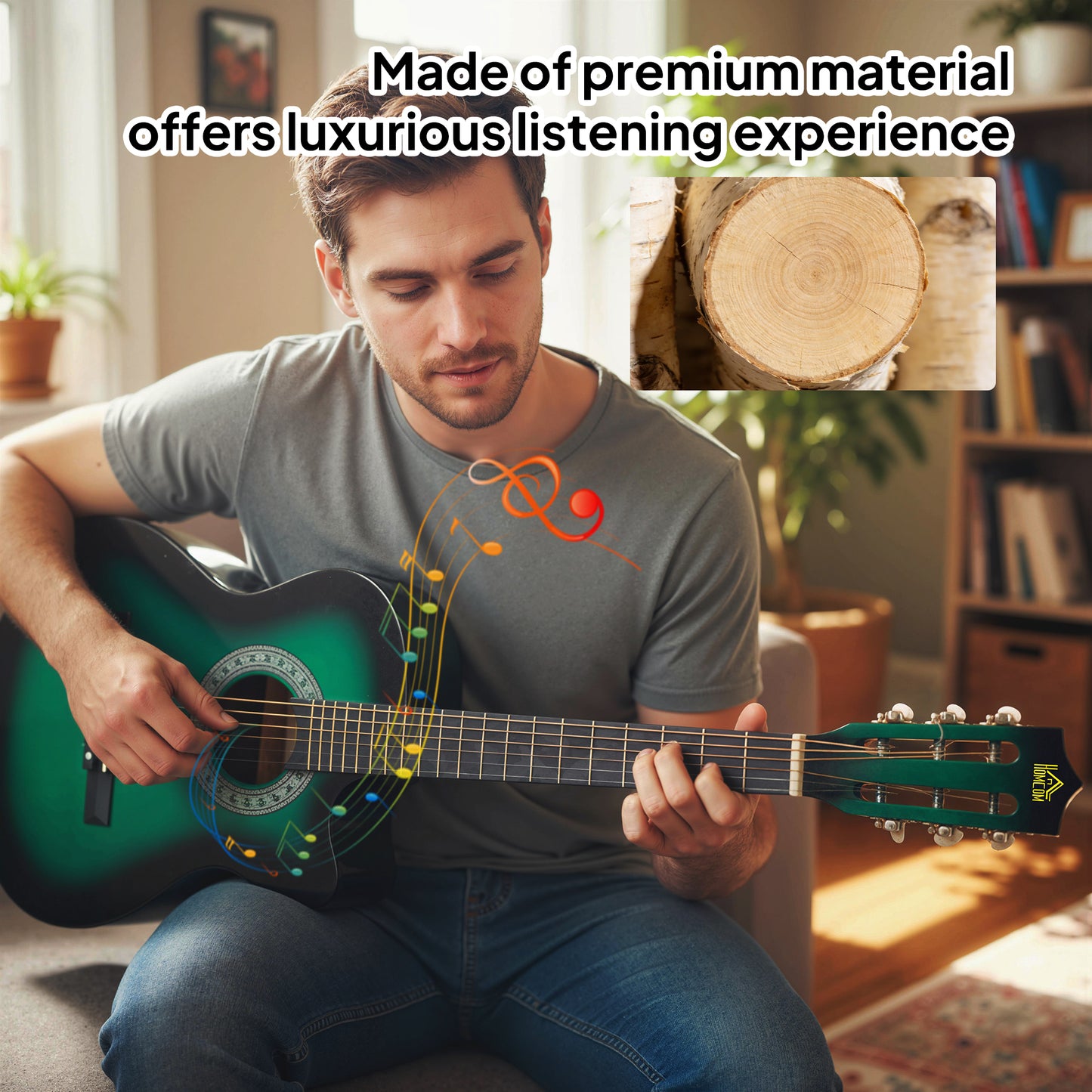 Beginner Acoustic Electric Cutaway Guitar Adult Junior Guitar, Green