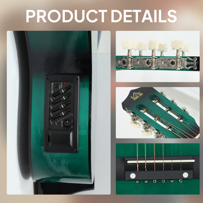 Beginner Acoustic Electric Cutaway Guitar Adult Junior Guitar, Green