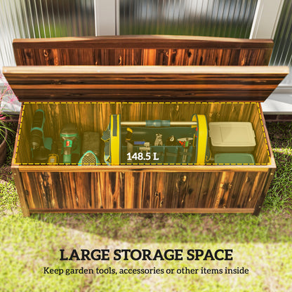 Wood Storage Bench for Patio, Outdoor Garden Seating, Brown