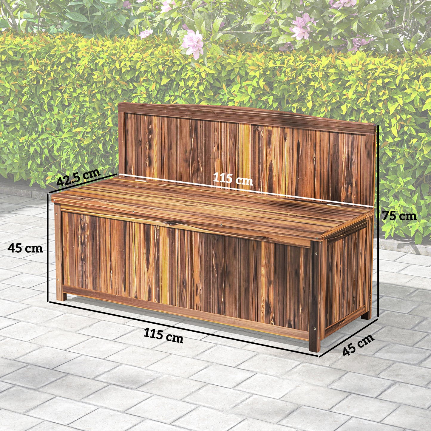 Wood Storage Bench for Patio, Outdoor Garden Seating, Brown