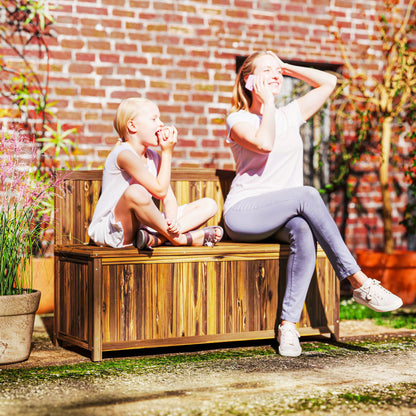 Wood Storage Bench for Patio, Outdoor Garden Seating, Brown