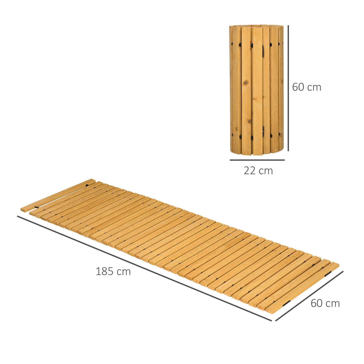 Rollable Wooden Garden Pathway - Solid Pine Wood 185 x 60 cm