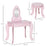 Kids Vanity Table & Stool Girls Dressing Set Make Up Desk Chair Dresser Play Set with Mirror Pink