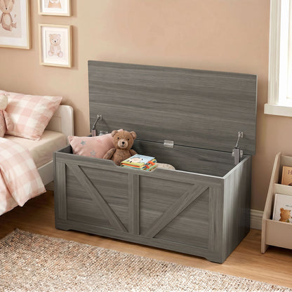 Storage Trunk for Living Room, with Safety Hinges, 100cm, Dark Grey