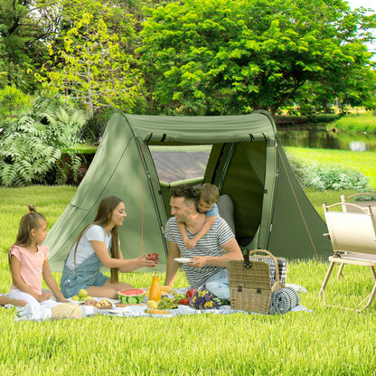 3 Man Camping Tent with 2 Bedrooms, 3000mm Waterproof, Green
