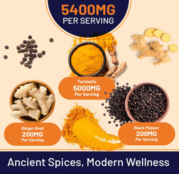 Turmeric Tablets 5400mg with Black Pepper, Ginger