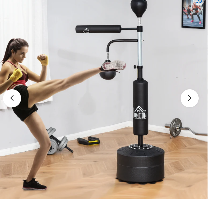 3-in-1 Boxing Punching Bag Free Standing with 2 Speed Balls, 360° Relax Bar, PU-Wrapped Boxing Bag and Fillable Base, 160-230cm Adjustable Height, Red