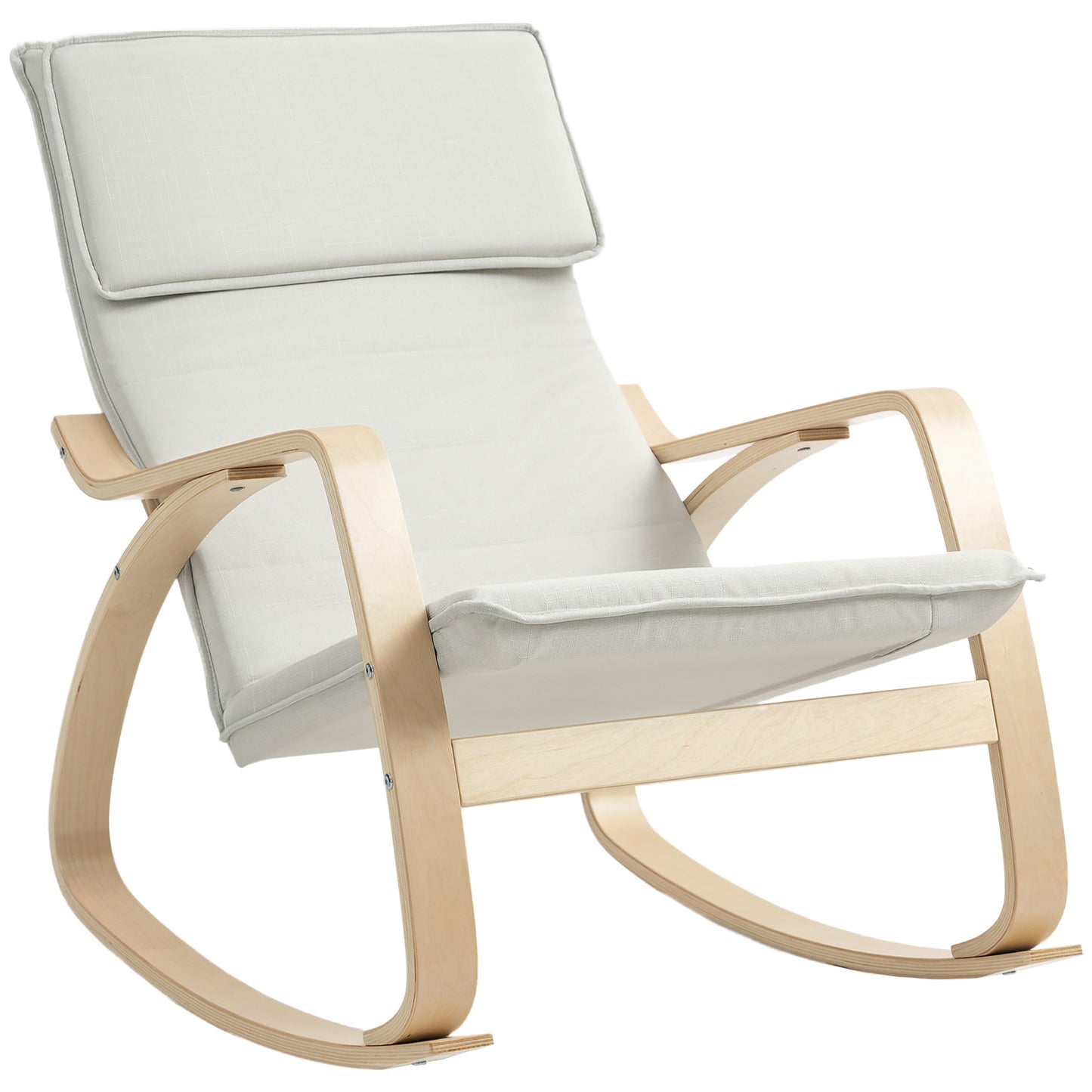 Comfortable Relax Rocking Chair with High Back, Cream White