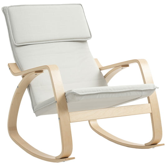 Comfortable Relax Rocking Chair with High Back, Cream White