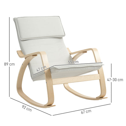 Comfortable Relax Rocking Chair with High Back, Cream White