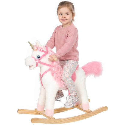 Plush Rocking Unicorn with Sounds and Moving Mouth and Tail - White