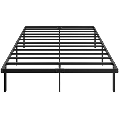 4ft6 Double Bed Frame with Underbed Storage, 35.5 cm Height, Metal Platform Bed Frame with Steel Slat Support, Noise-Free, No Box Spring Needed, Easy Assembly, Black