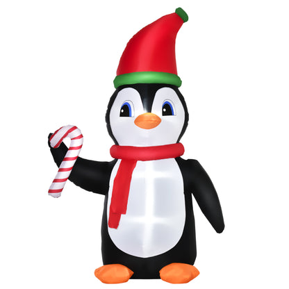 8ft Lighted Inflatable Christmas Penguin w/ Candy Cane for Garden