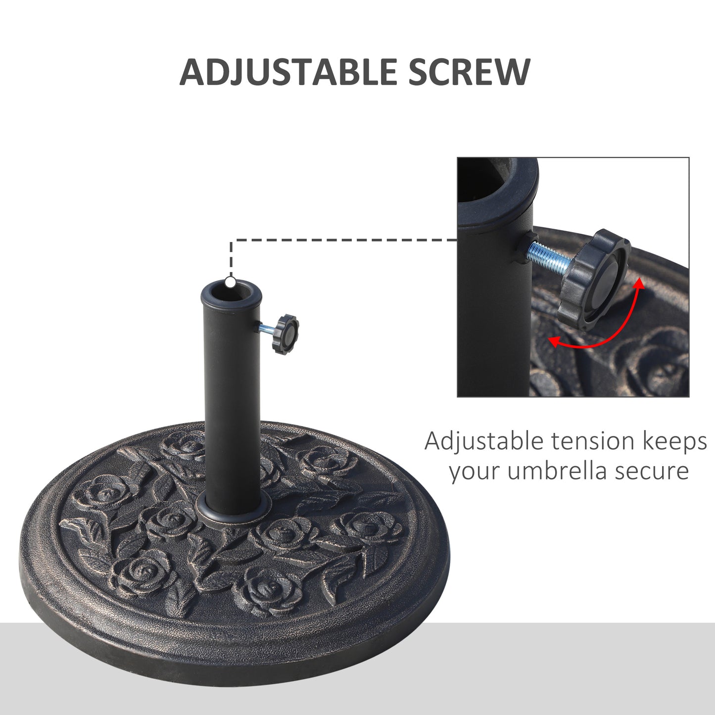 9kg Garden Parasol Base, Round Resin Sun Umbrella Base, Bronze