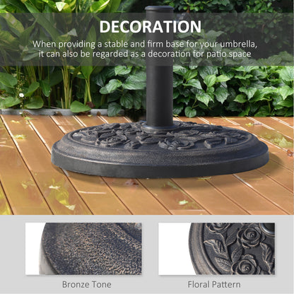 9kg Garden Parasol Base, Round Resin Sun Umbrella Base, Bronze