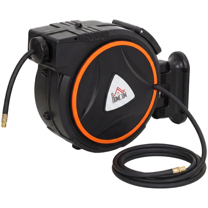 Wall Mount Auto Rewind Hose Reel with 180° Swivel Bracket, Black
