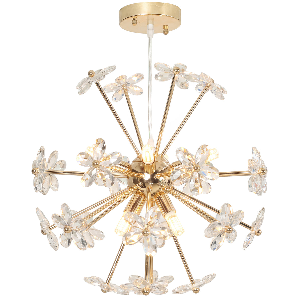 Crystal Chandeliers Ceiling Light with Flower, Pendant Light, Clear