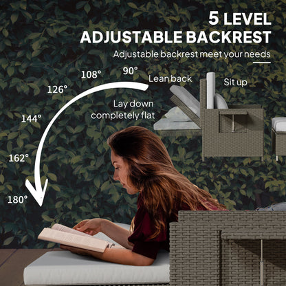 Garden Rattan Furniture Set 2 Seater Patio Sun Lounger Daybed Sun Bed