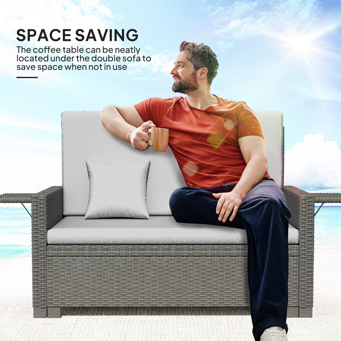 Garden Rattan Furniture Set 2 Seater Patio Sun Lounger Daybed Sun Bed