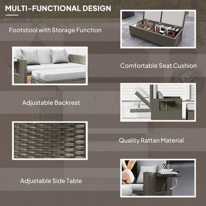 Garden Rattan Furniture Set 2 Seater Patio Sun Lounger Daybed Sun Bed