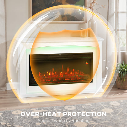 1000W/2000W Inset Electric Mantel & Fire Reach up to 30 m², White