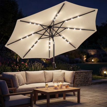2.6 m Garden Parasol Umbrella with Light, Outdoor Patio Umbrella
