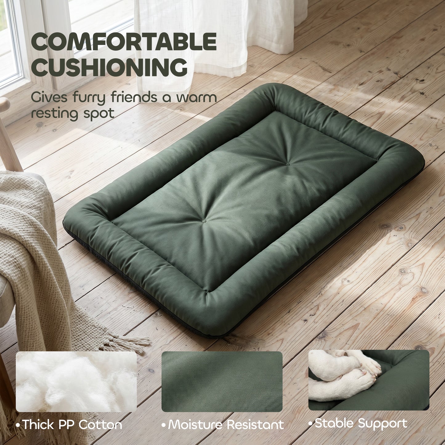 Waterproof Dog Bed Foldable Washable with Anti-Slip Bottom, Green