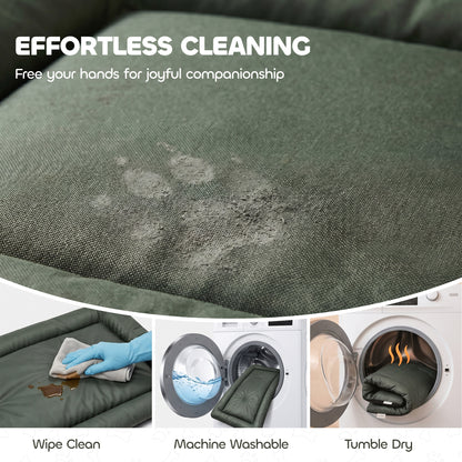 Waterproof Dog Bed Foldable Washable with Anti-Slip Bottom, Green