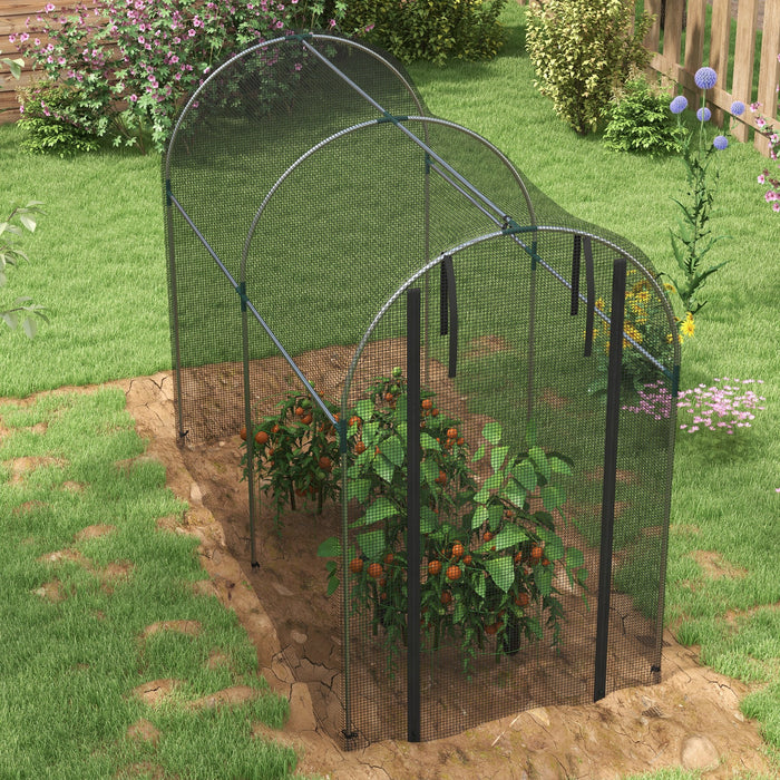 Galvanised Steel Fruit Cage, Plant Protection Tent with Zipped Door, 1.2 x 2.4 x 1.9m, Black