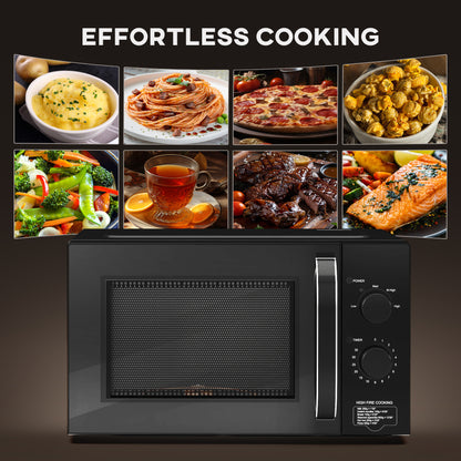 23L Solo Manual Microwave Oven with 5 Levels, Timer, Black