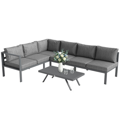 Patio Furniture Set Adjustable Backrest L-Shaped Dark Grey