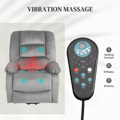 Riser and Recliner Chair Lift Chair with Vibration Massage, Heat, Grey