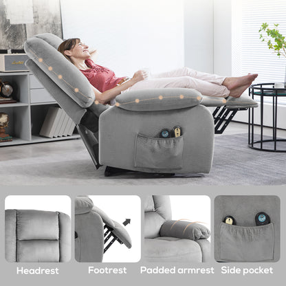 Riser and Recliner Chair Lift Chair with Vibration Massage, Heat, Grey