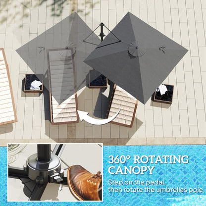Square Cantilever Roma Parasol 360 Degree Rotation Crank, Dark Grey