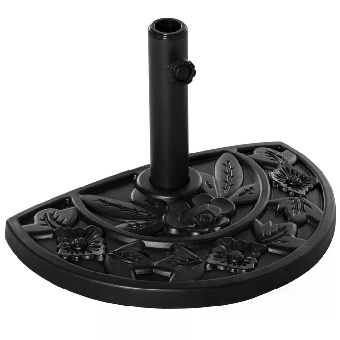 Half Round Parasol Base Weighted Umbrella Holder Stand Balcony Black