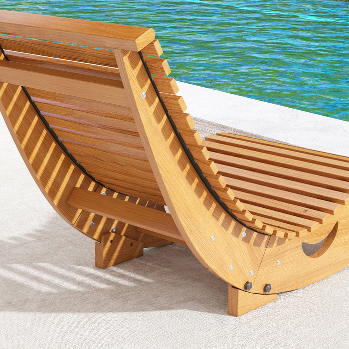 Outdoor Rocking Chair w/ Slatted Seat, Wooden Rocking Chair, 130cm x 60cm x 60cm, Teak