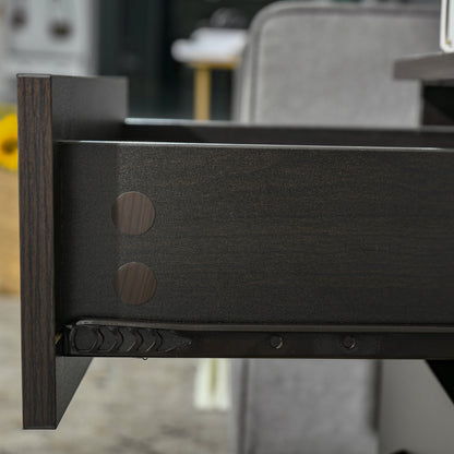 Modern 3 Drawers Side Table, Bedside Table with Wood Effect, Black