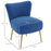 Set of 2 Accent Chairs, Upholstered Living Room Chairs with Gold Tone Steel Legs, Wingback Armless Chairs, Blue