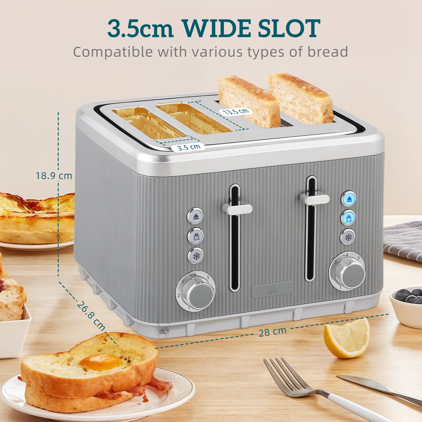 1.7L 3000W Rapid Boil Kettle and 4 Slice Toaster Set Crumb Tray Tan