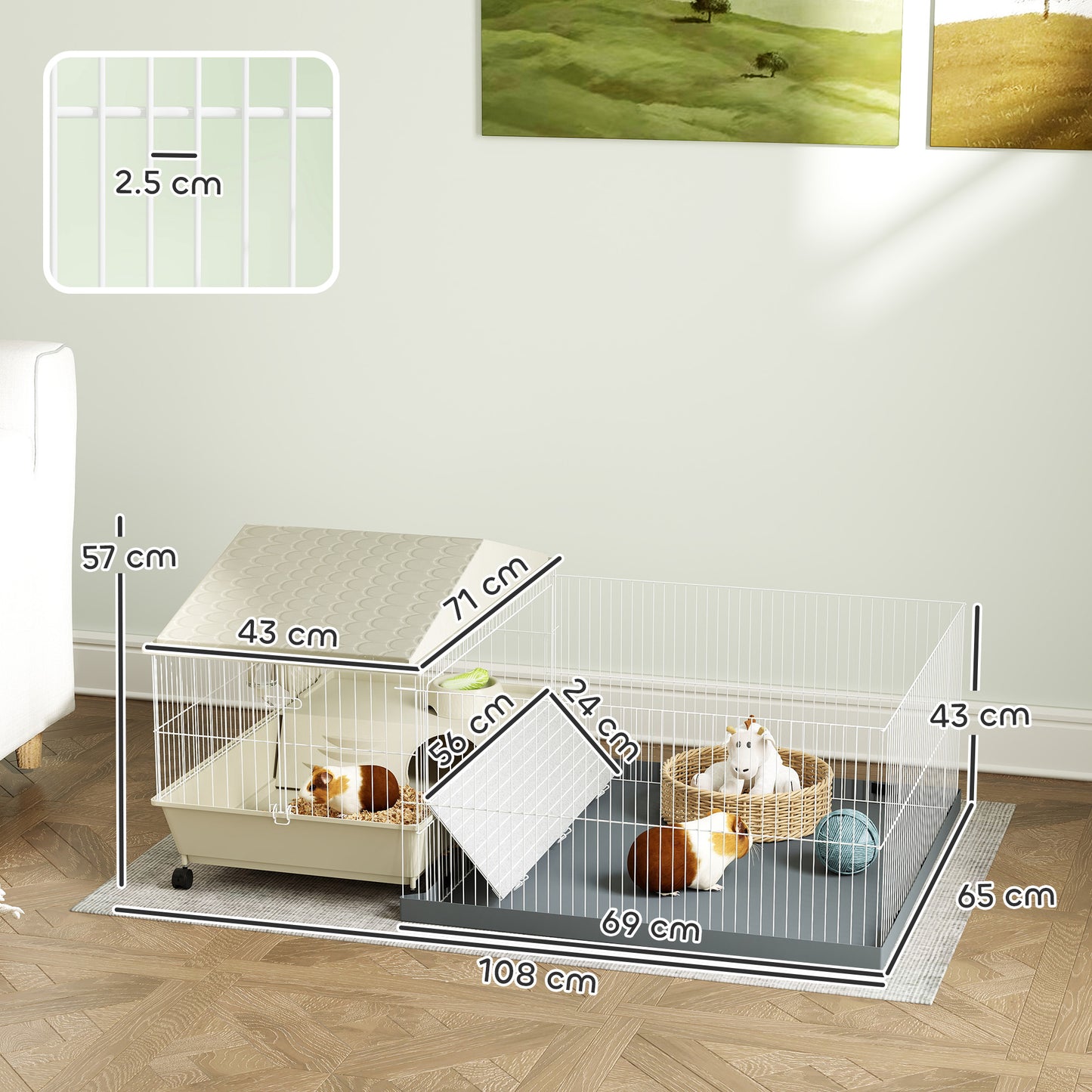 Wooden Dog Kennel, Dog House with Removable Floor, Yellow
